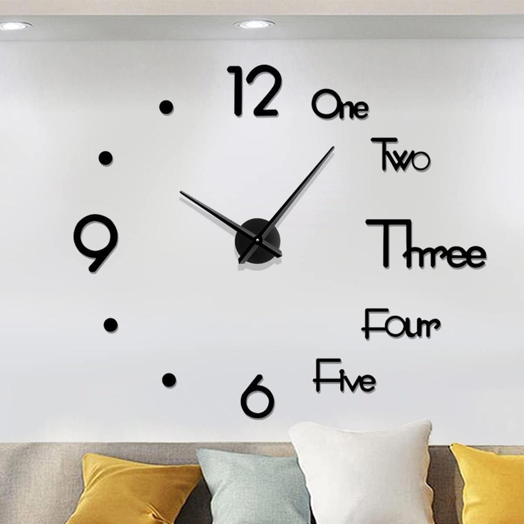 3D DIY Wall Clock Acrylic Mirror Surface Decoration Wall Clock